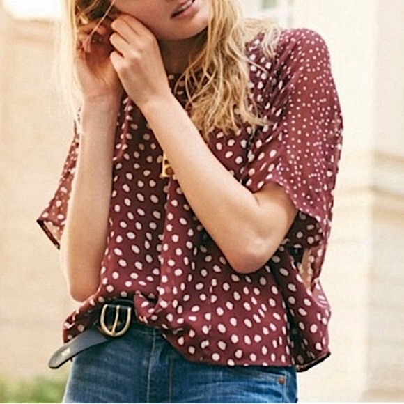 Madewell Silk Prose Flowy Dots Blouse - Picture 2 of 10